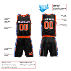 Custom Black-Orange-Royal Basketball Jersey for man women uniform Suit Kids Adults Personalized Jersey