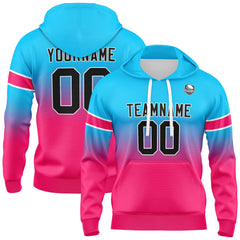 Custom Gradient Hoodie For Man Woman Girl Boy Print Your Logo Name Number Light Blue Pink