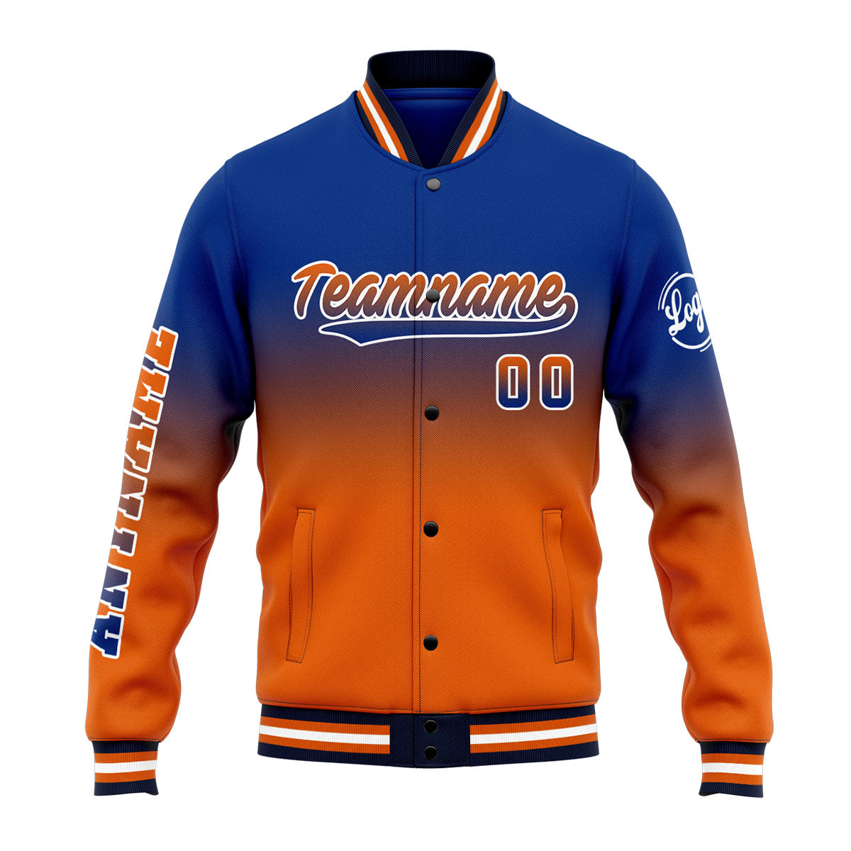 Custom Varsity Jacket Letterman Jacket For Men, Women And Youth Royal&Orange