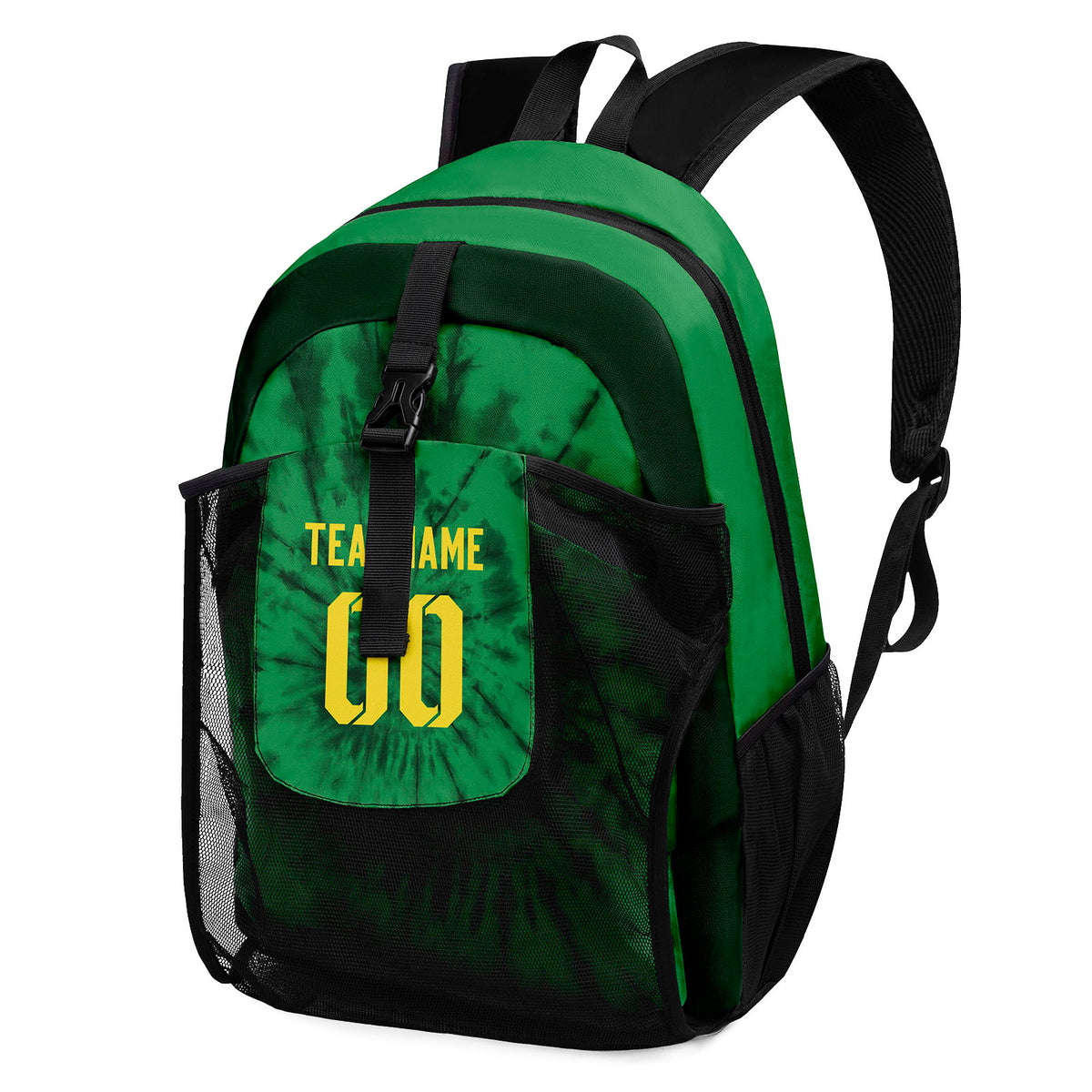 Customize Green Yellow Sports Backpacks Featuring Personalized Names, Numbers and Logos