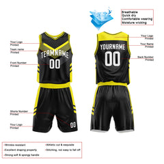 Custom Black-Yellow Basketball Jersey for man women uniform Suit Kids Adults Personalized Jersey