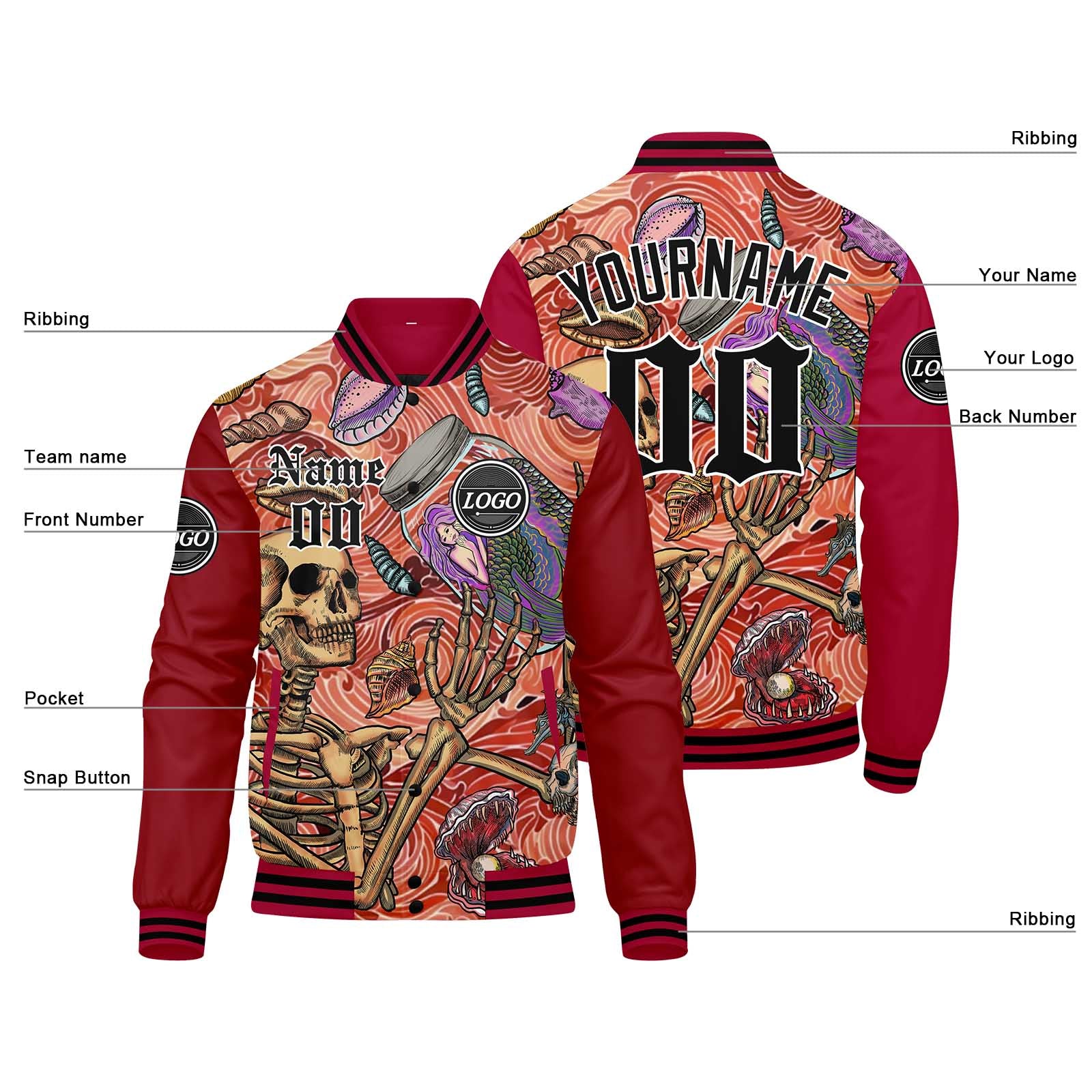 Custom Varsity Jacket Letterman Jacket For Men, Women And Youth Red