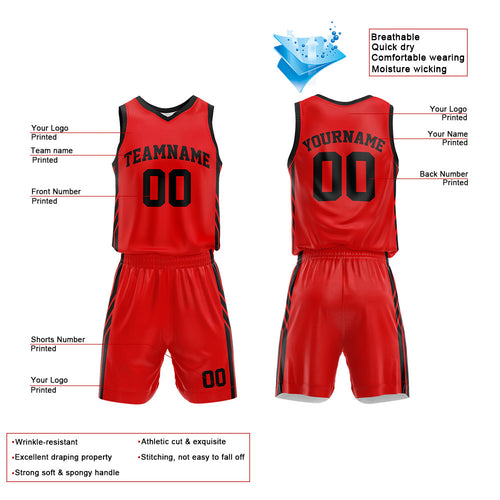 Custom Red-Black Basketball Jersey for man women uniform Suit Kids Adults Personalized Jersey