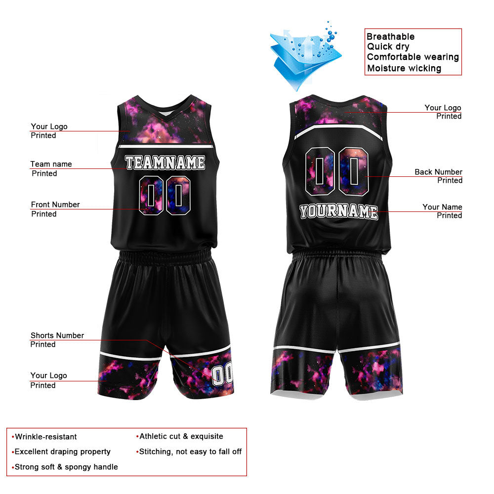 Custom Black-Starry Sky Basketball Jersey for man women uniform Suit Kids Adults Personalized Jersey