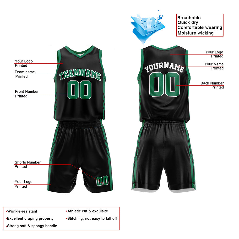 Custom Black-Green Basketball Jersey for man women uniform Suit Kids Adults Personalized Jersey