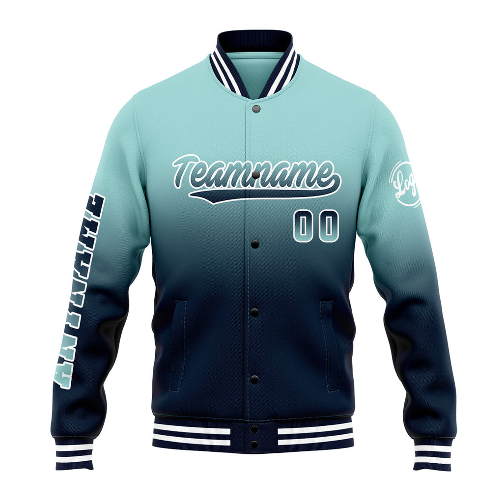Custom Varsity Jacket Letterman Jacket For Men, Women And Youth Light Teal&Navy