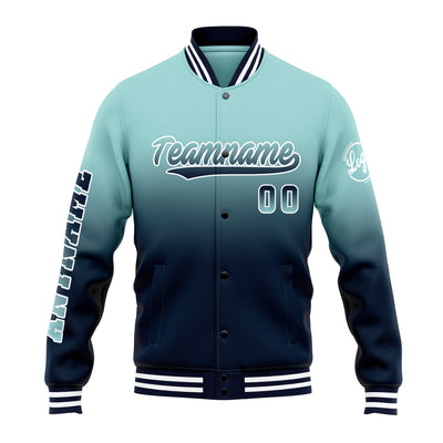 Custom Varsity Jacket Letterman Jacket For Men, Women And Youth Light Teal&Navy