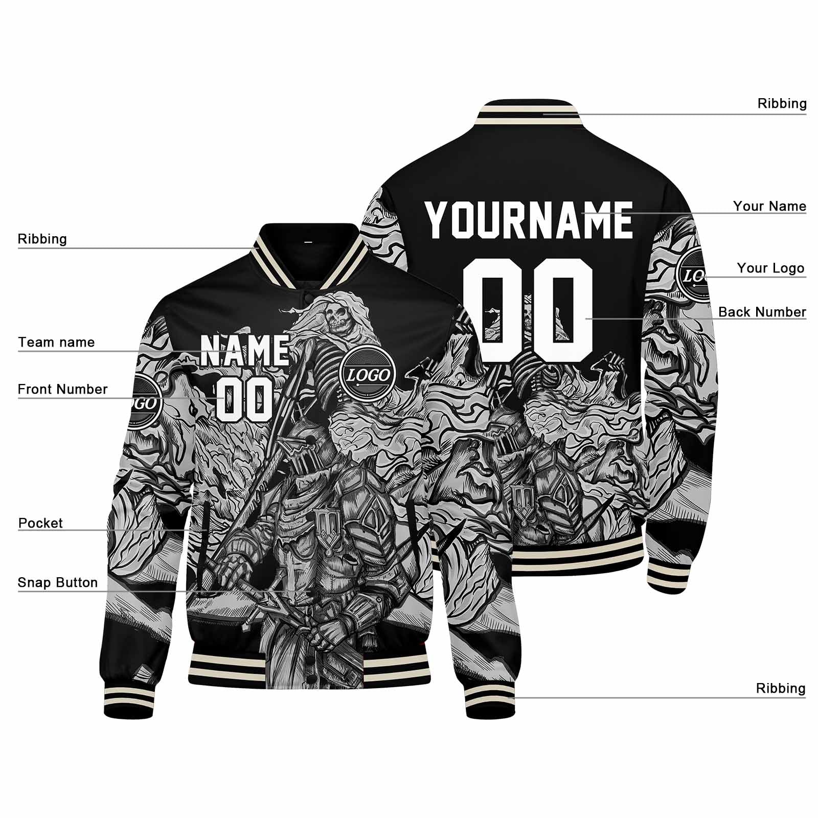 Custom Varsity Jacket Letterman Jacket For Men, Women And Youth Grey