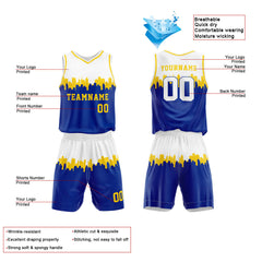 Custom White-Blue Basketball Jersey for man women uniform Suit Kids Adults Personalized Jersey