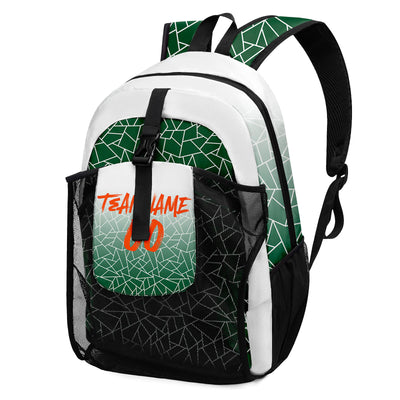 Customize Green White Backpacks Featuring Personalized Names, Numbers and Logos