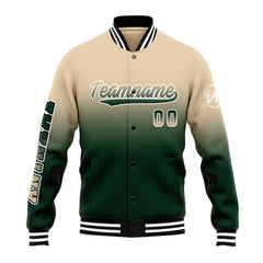 Custom Varsity Jacket Letterman Jacket For Men, Women And Youth Khaki&Dark Green