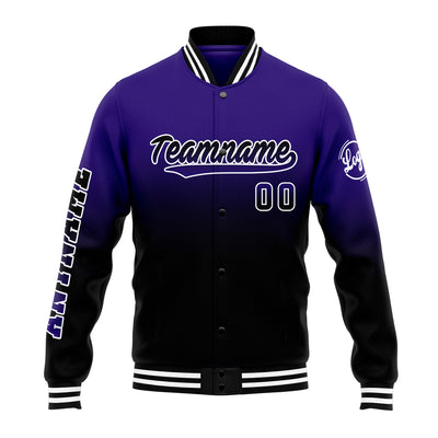 Custom Varsity Jacket Letterman Jacket For Men, Women And Youth Purple&Black