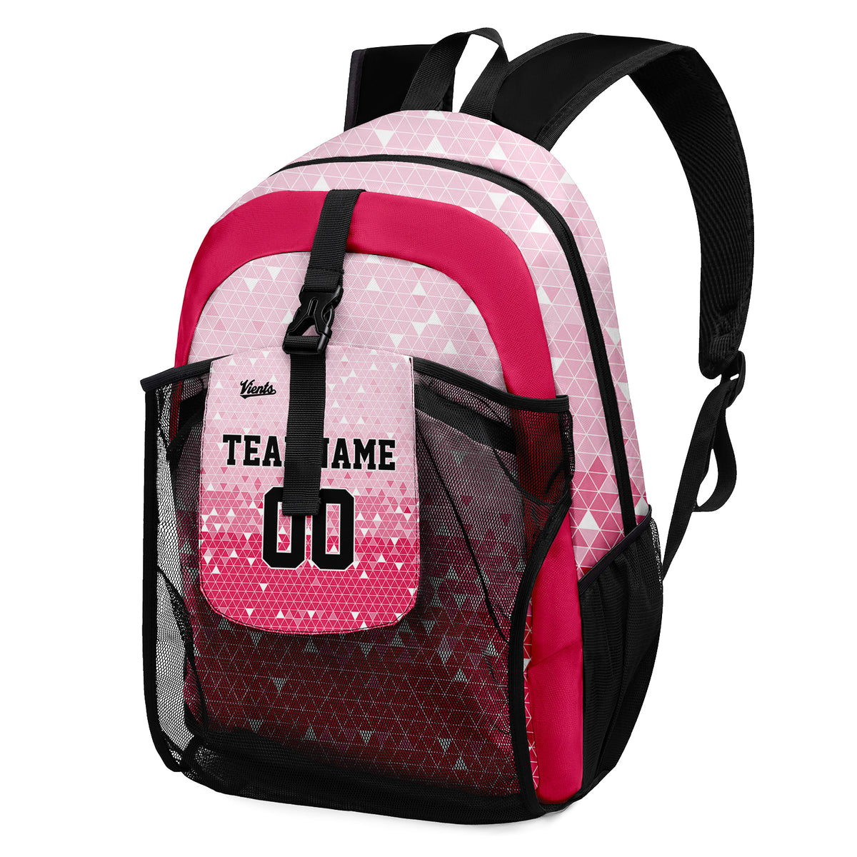 Customize Pink Black Sports Backpacks Featuring Personalized Names, Numbers and Logos