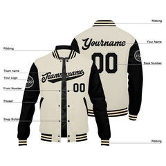 Custom Varsity Jacket Letterman Jacket For Men, Women And Youth Black Cream