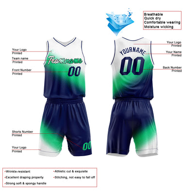 Custom White-Green-Navy Basketball Jersey for man women uniform Suit Kids Adults Personalized Jersey