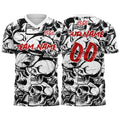 Custom Retro Skull-Black&White T-Shirts for Sports Fans, Personalized Name and Number