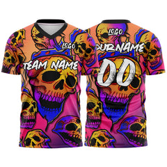 Custom Fantasy Skeleton-Roseo&Royal T-Shirts for Sports Fans, Personalized Name and Number