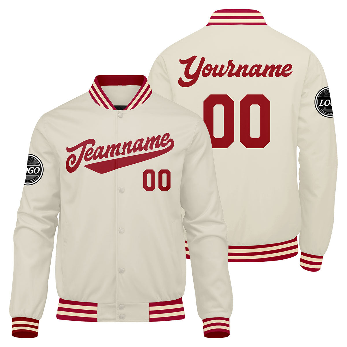 Custom Varsity Jacket Letterman Jacket For Men, Women And Youth Red Cream