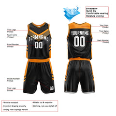 Custom Black-Orange Basketball Jersey for man women uniform Suit Kids Adults Personalized Jersey