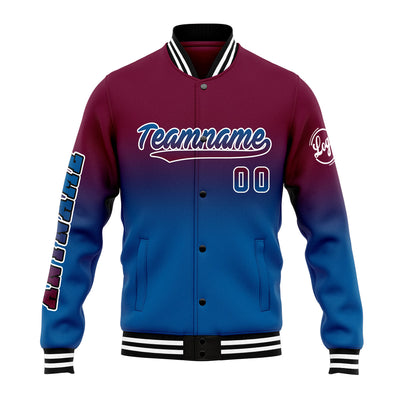 Custom Varsity Jacket Letterman Jacket For Men, Women And Youth Burgundy&Blue
