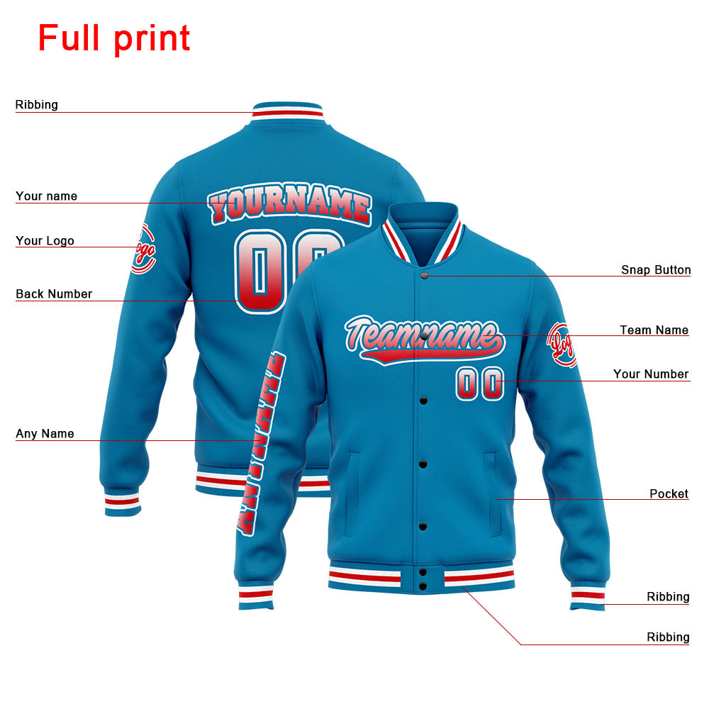 Custom Varsity Jacket Letterman Jacket For Men, Women And Youth Blue Red