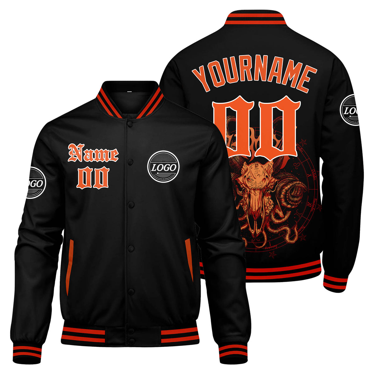 Custom Varsity Jacket Letterman Jacket For Men, Women And Youth Orange