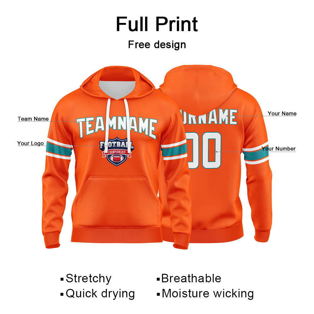 Custom Sweatshirt Hoodie For Men Women Girl Boy Print Your Logo Name Number Orange&Aqua&White