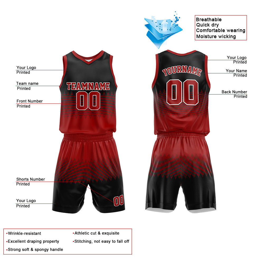 Custom Red-Black Basketball Jersey for man women uniform Suit Kids Adults Personalized Jersey