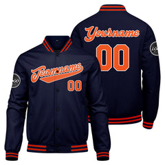 Custom Varsity Jacket Letterman Jacket For Men, Women And Youth Navy Orange