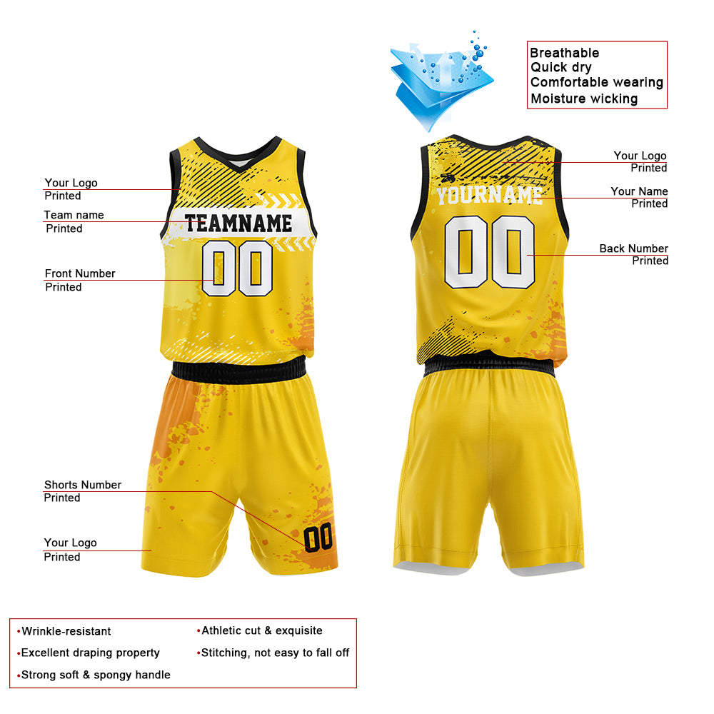 Custom Yellow Basketball Jersey for man women uniform Suit Kids Adults Personalized Jersey