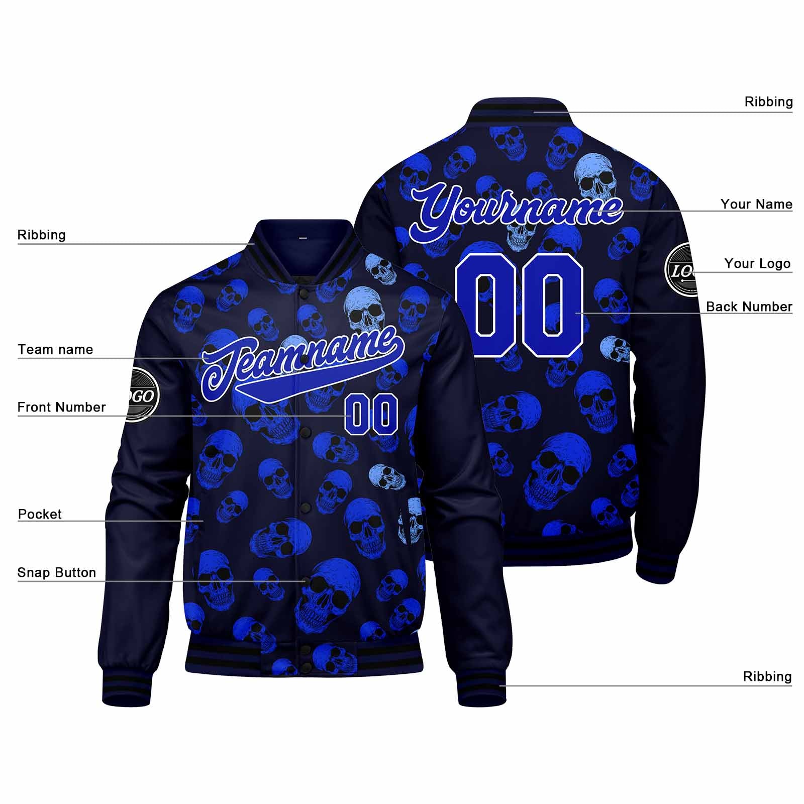 Custom Varsity Jacket Letterman Jacket For Men, Women And Youth Royal