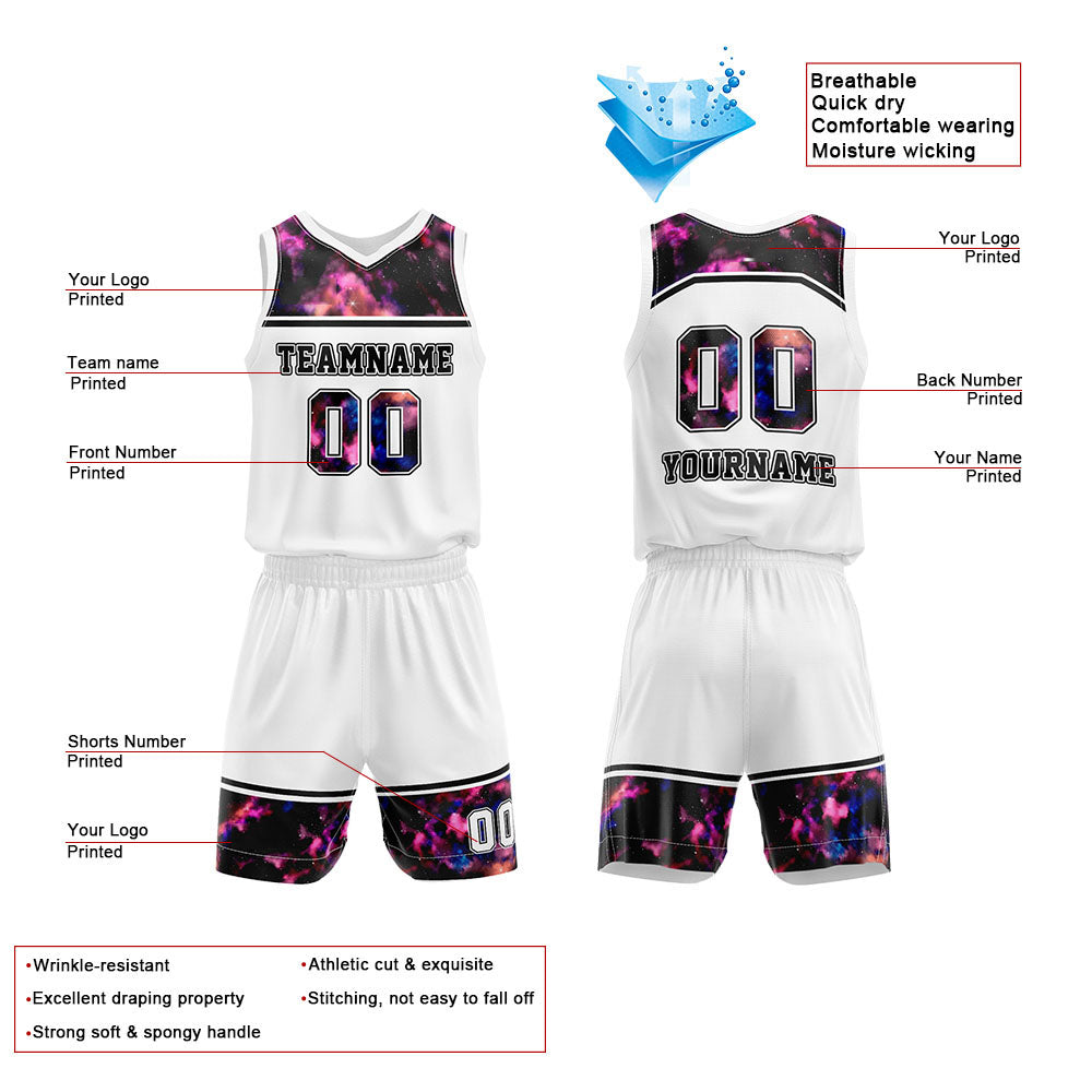 Custom White-Starry Sky Basketball Jersey for man women uniform Suit Kids Adults Personalized Jersey