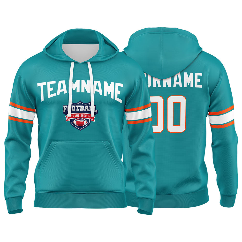 Custom Sweatshirt Hoodie For Men Women Girl Boy Print Your Logo Name Number Aqua&Orange&White