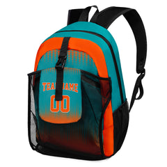 Customize Teal Orange Sports Backpacks Featuring Personalized Names, Numbers and Logos