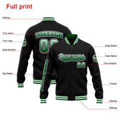 Custom Varsity Jacket Letterman Jacket For Men, Women And Youth Green Black White