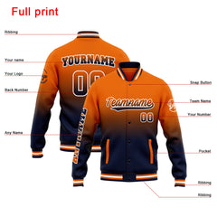 Custom Varsity Jacket Letterman Jacket For Men, Women And Youth Navy Orange