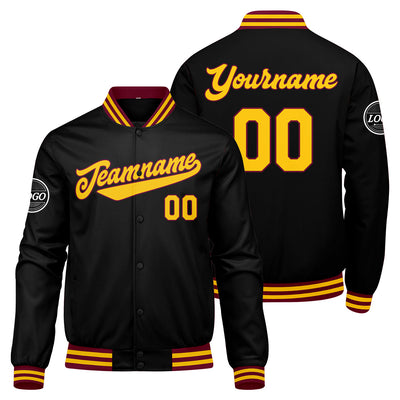 Custom Varsity Jacket Letterman Jacket For Men, Women And Youth Crimson Black Yellow