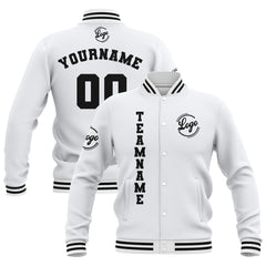 Custom White Waterproof Varsity Jackets Personalized Stitched Name Number Logo to Letterman Jackets