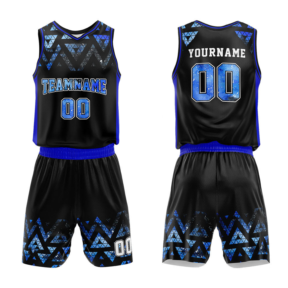 Custom Black-Blue-Starry Sky Basketball Jersey for man women uniform Suit Kids Adults Personalized Jersey