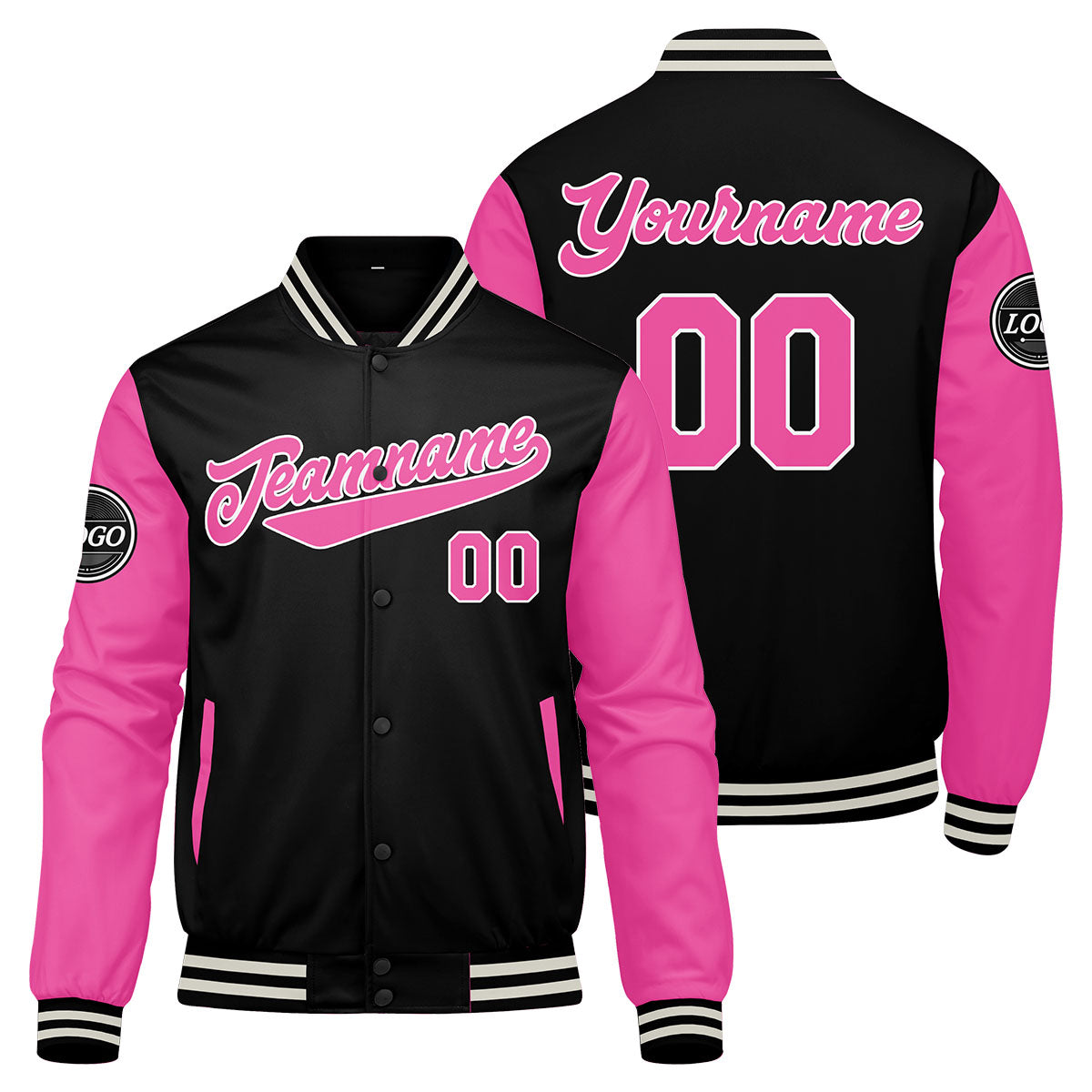 Custom Varsity Jacket Letterman Jacket For Men, Women And Youth Pink