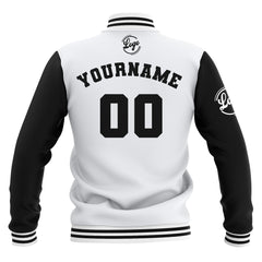 Custom White Black Waterproof Varsity Jackets Personalized Stitched Name Number Logo to Letterman Jackets