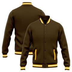 Custom Varsity Jacket Letterman Jacket For Men, Women And Youth Brown Yellow