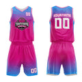 Custom Hot Pink-Blue Basketball Jersey for man women uniform Suit Kids Adults Personalized Jersey