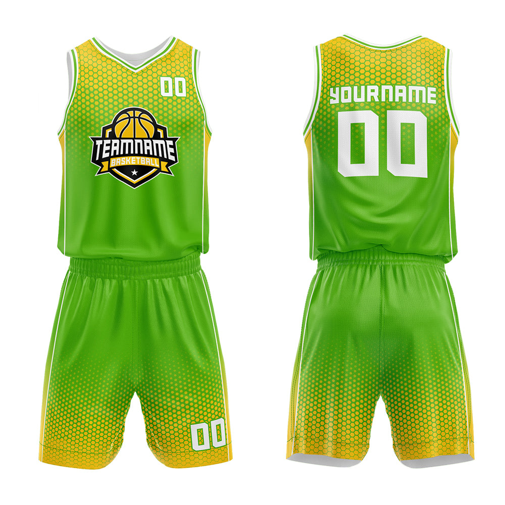 Custom Green-Yellow Basketball Jersey for man women uniform Suit Kids Adults Personalized Jersey