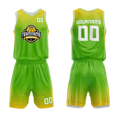 Custom Green-Yellow Basketball Jersey for man women uniform Suit Kids Adults Personalized Jersey