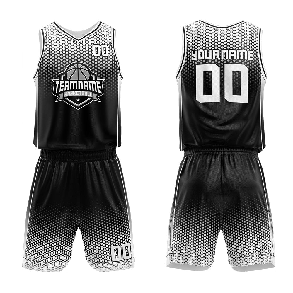 Custom Black-White Basketball Jersey for man women uniform Suit Kids Adults Personalized Jersey