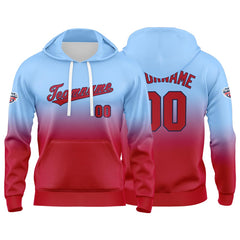 Custom Gradient Hoodie For Man Woman Girl Boy Print Your Logo Name Number Light Blue Red