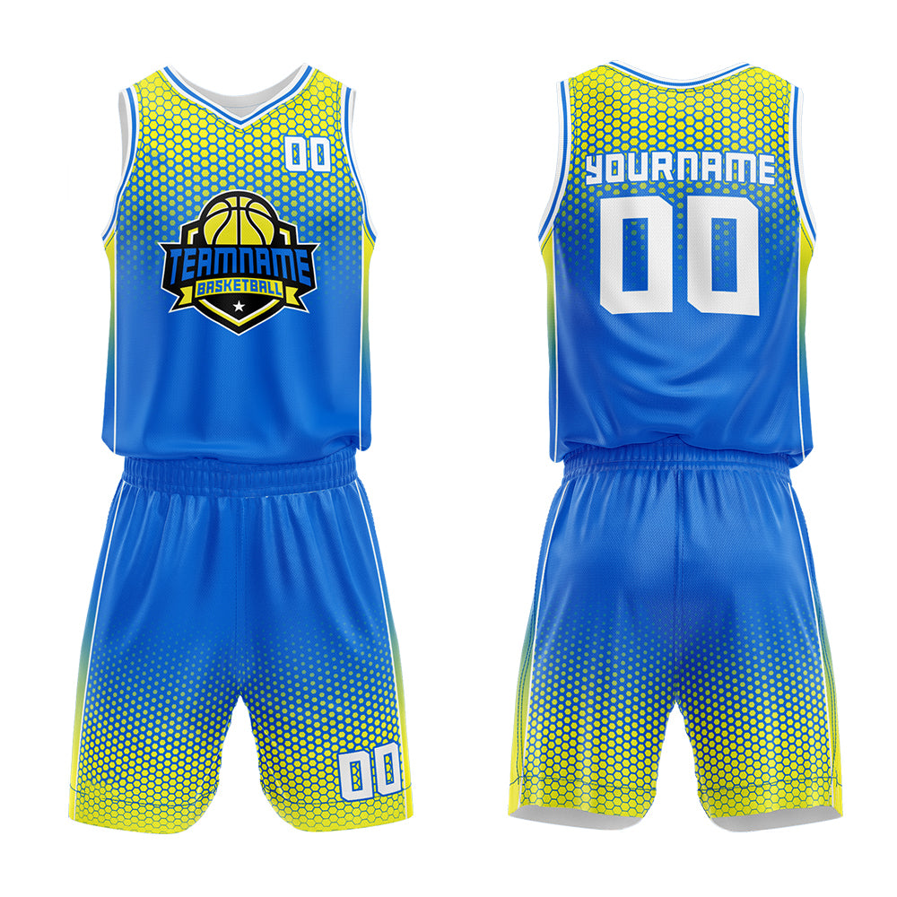 Custom Blue Yellow Basketball Jersey for man women uniform Suit Kids Adults Personalized Jersey