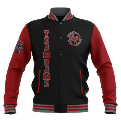 Custom Black Red Grey  Waterproof Varsity Jackets Personalized Stitched Name Number Logo to Letterman Jackets