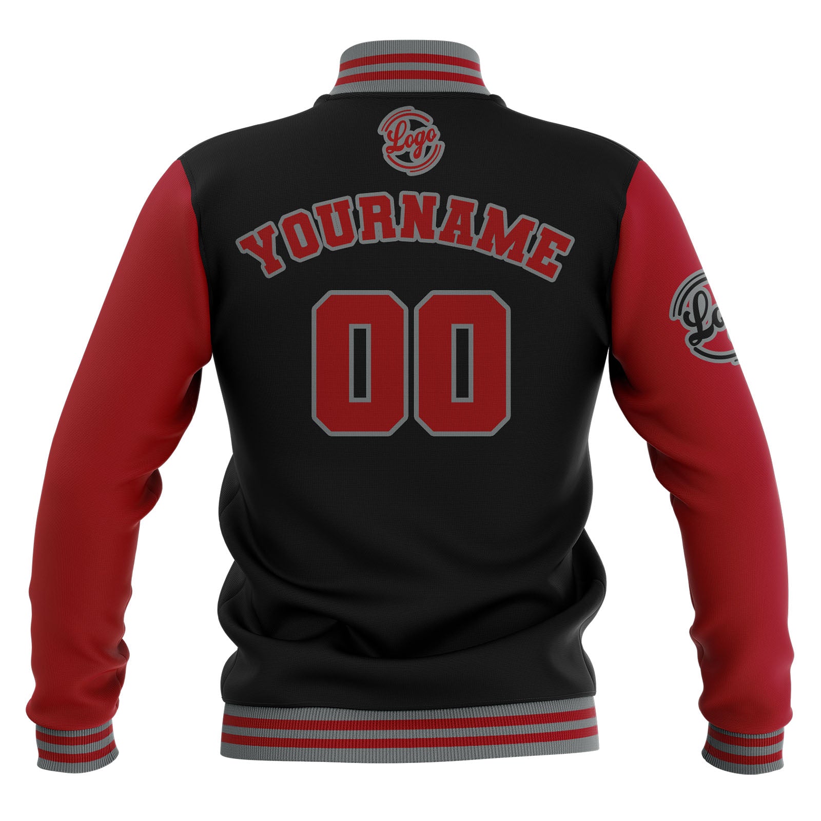 Custom Black Red Grey  Waterproof Varsity Jackets Personalized Stitched Name Number Logo to Letterman Jackets